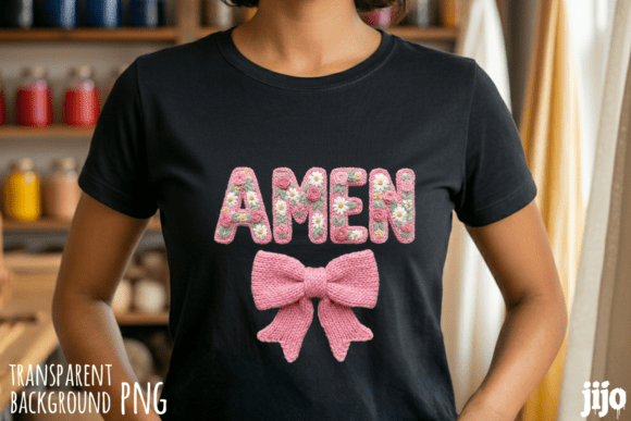 Amen Christian Flowers Embroidery PNG for T-Shirt Designs