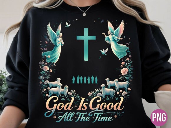 God is Good Christian Angel Cross PNG — T-Shirt Designs