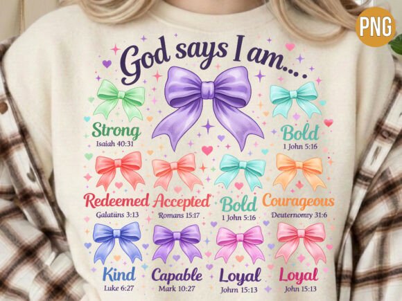 God Says I Am Strong Brave Christian PNG T-Shirt Designs
