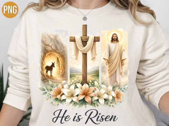 He is Risen Easter Jesus PNG & T-Shirt Designs