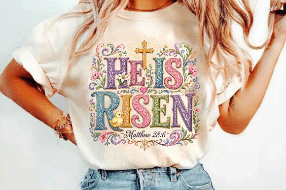 He is Risen PNG Christian Easter Floral T-Shirt Designs