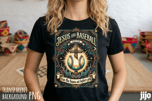 Jesus Baseball Faith Cross PNG for T-Shirt Designs