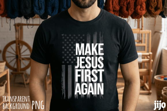 Jesus Christian Flag Make PNG for T-Shirt Designs