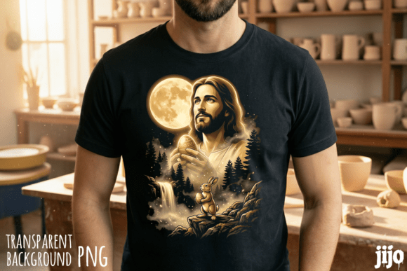 Jesus Easter Moon Forest PNG: T-Shirt Designs for Local Branding