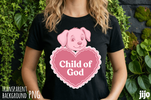 Puppy Christian God Heart PNG for T-Shirt Designs
