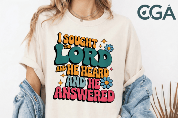 Retro Christian Psalm 34:4 PNG T-Shirt Designs