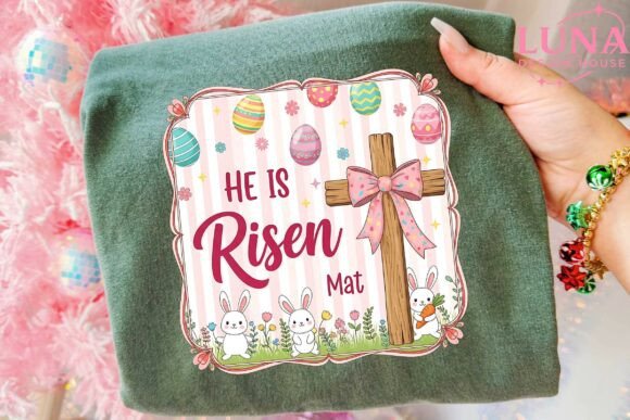 Retro He is Risen PNG: Floral Christian T-Shirt Designs