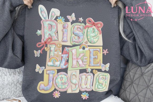 Rise Like Jesus PNG: Easter Faux Yarn T-Shirt Designs