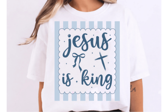 Striped Big Jesus Fan PNG: Christian T-Shirt Designs