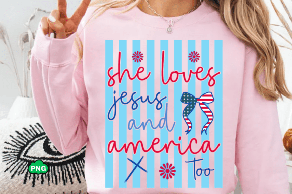 Stripes She Loves Jesus SVG, 4th of July T-Shirt Designs