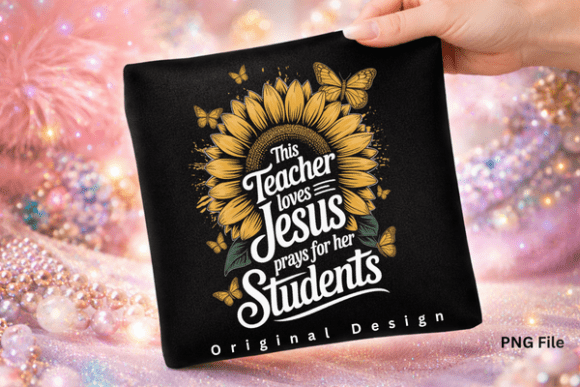 Sunflower Teacher Loves Jesus PNG for T-Shirt Designs